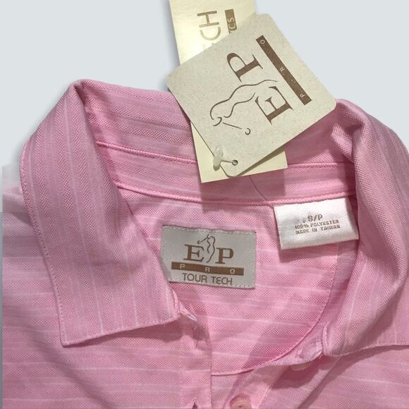 EP Pro GOLF Short Sleeve Polo Shirt Pink White Stripes S NWT !! - Picture 4 of 5